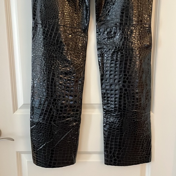 Comme Toujours Patent Leather Croc Embossed High Rise Pants - Picture 9 of 15